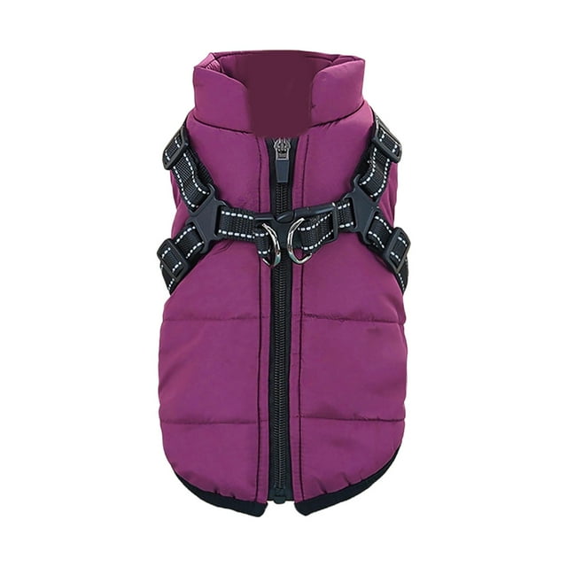 Veste d'Hiver Isolée avec Harnais Intégré, Manteau Style Ski Chaud pour Chiens et Chats, Vêtements d'Extérieur par Temps Froid