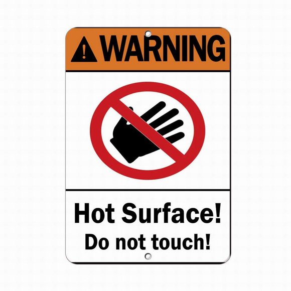 Size: 8" x 12" Safety Signs Warning Hot Surface! Do Not Touch. Hazard Sign Tin Sign