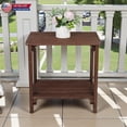 thumbnail image 3 of Hassch End Table, 2-Tier Rectangular Accent Side Table with Slatted Top and Open Shelf, Versatile for Lawn, Poolside, Bedroom, Office (Brown), 3 of 8