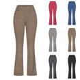 thumbnail image 2 of VERUGU Yoga Pants Women High Waisted Gym Workout Leggings with Pocket Elastic Waist Solid Stretch Casual Flare Pants Khaki S, 2 of 5