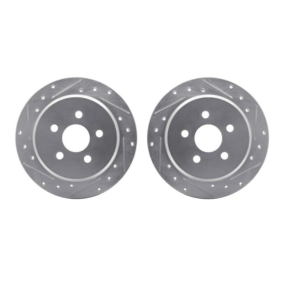 Dynamic Friction Company Rear Brake Rotors-Drilled and Slotted-Silver 7002-39029
