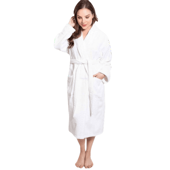 TowelSoft Women's 100% Cotton Terry SPA Bathrobe White S/M