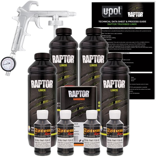 Raptor Black Metallic Urethane SprayOn Truck Bed Liner Spray Gun, 4