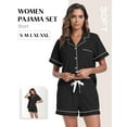 thumbnail image 3 of MAYFISH 100% Cotton Pajama Sets for Women Short Sleeve Sleepwear Button Down Pjs Summer 2 Piece Lounge Sets S-XXL(Black, X-Large), 3 of 6