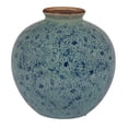 thumbnail image 3 of Creative Co-Op Round Decorative Terra-cotta Vase with Transferware Pattern, Blue, 3 of 4