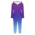 thumbnail image 6 of Miluxas Women Plush Hooded Jumpsuit Fuzzy Pajamas Gradient Color Long Sleeve Zipper Cute Winter Warm Onesie Rompers Blue XXL(XXL), 6 of 6