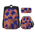 thumbnail image 1 of Disketp Vintage USA Flag Mochila Estampada de Gran Capacidad con Lonchera y Estuche, Set de 3 Piezas para Estudiantes, 1 of 7