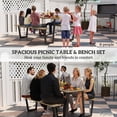 thumbnail image 4 of Outsunny 5.7 FT Outdoor Picnic Table Bench Set with 2" Umbrella Hole, Brown, 4 of 10
