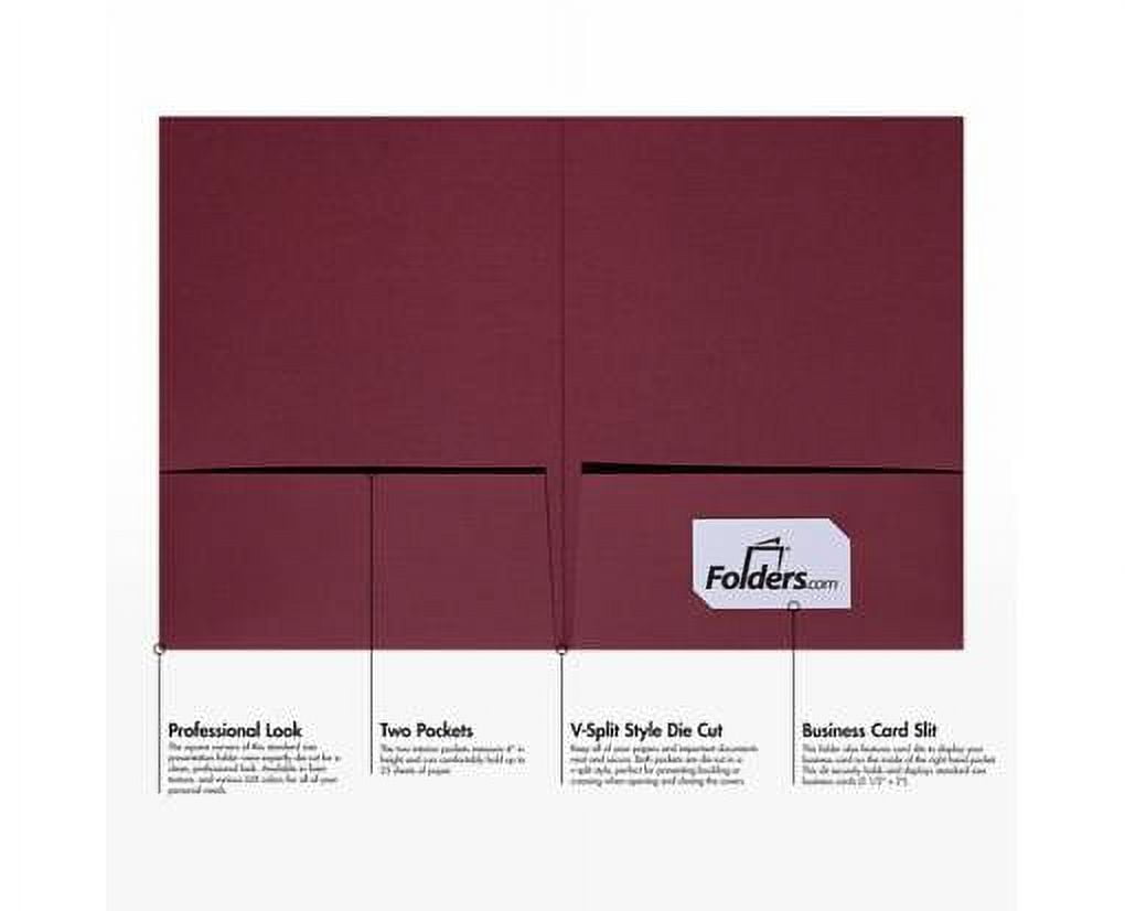 LUXPaper 9 x 12 Presentation Folder, Burgundy Linen, 100/Pack