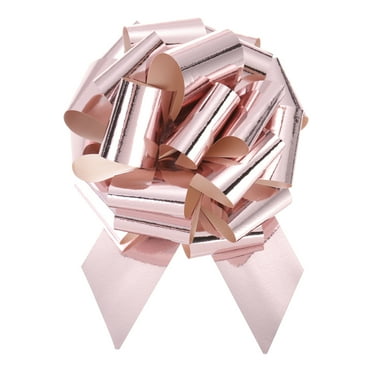 Uxcell 20pcs 4 Inch Metallic Large Big Pull Bow Gift Wrapping Bows Ribbon, Rose Gold