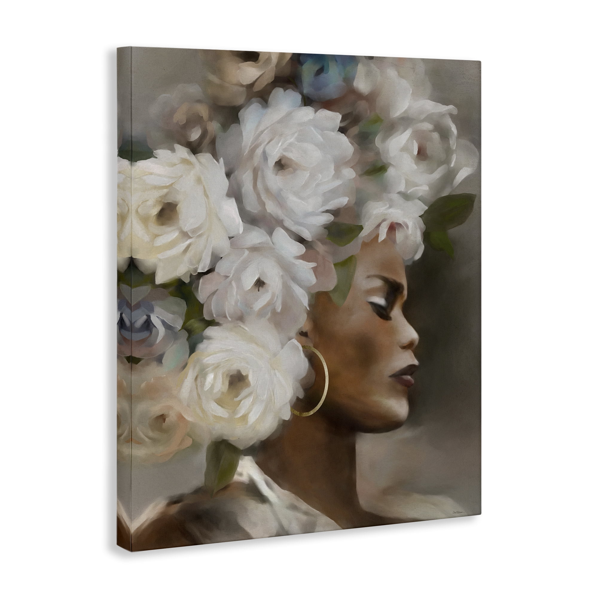 Stupell Industries Woman with Floral Headdress Plants & Flowers Painting Wrapped Canvas Art Print Wall Art, 16 x 20