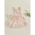 thumbnail image 2 of Toddler Girls Dress Butterfly Print Fly Sleeve Frills Casual Dress Kids Fashion Summer Dress, 2 of 5