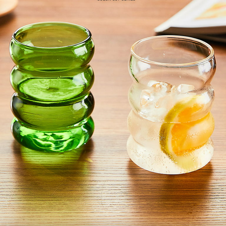 Glass Cups Creative Cute Ripple Shaped Vintage Drinking Glasses