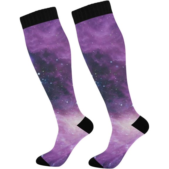 GZHJMY Galaxy Compression Socks, Women Men Long Stocking (20-30mmHg), Travel Knee High Stockings for Athletic Sports,Running,Cycling,Nursing