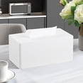 thumbnail image 6 of Tissue Box Cover Stylish PU Leather Rectangular Tissue Box Holder with Magnetic Bottom Cover for Bathroom Bedroom or Office (White), 6 of 7