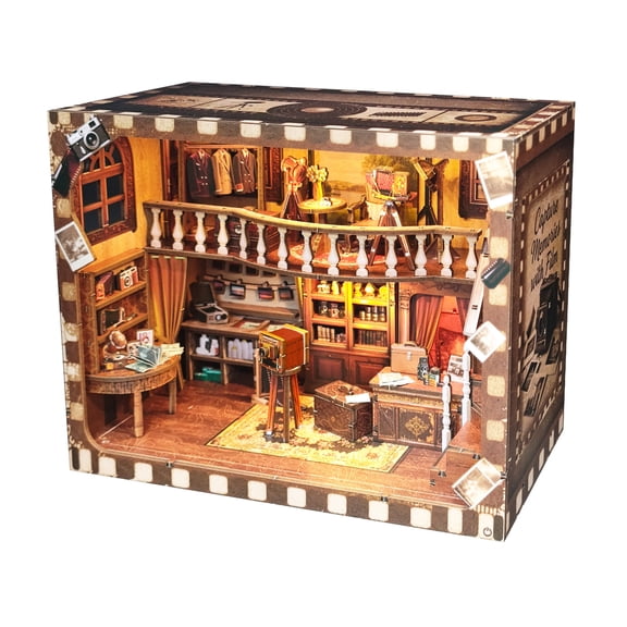 3d wooden puzzle for adults Nostalgia Photo Studio book nook with lights model kit dollhouse DIY miniature house Birthday and Christmas gifts