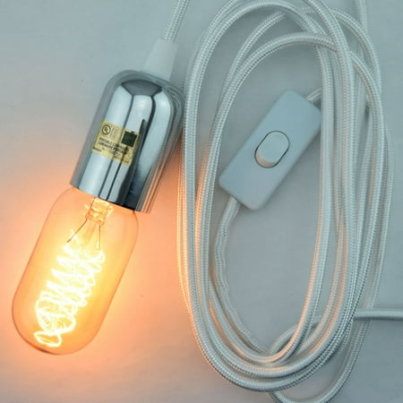 Silver Pendant Lighting Fantado Modern Metal Silver Pendant Light Lamp Cord w/ Braided Cloth Cord, Switch, 11 FT by PaperLanternStore ()