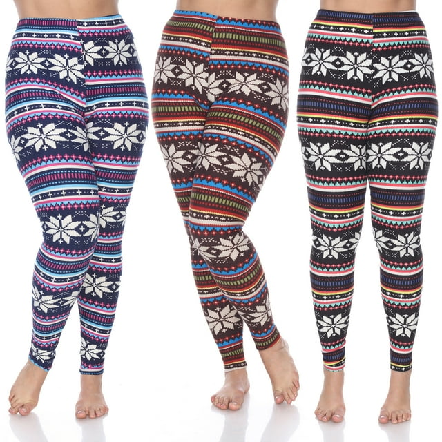 White Mark Lot de 3 Leggings Grande Taille pour Femmes