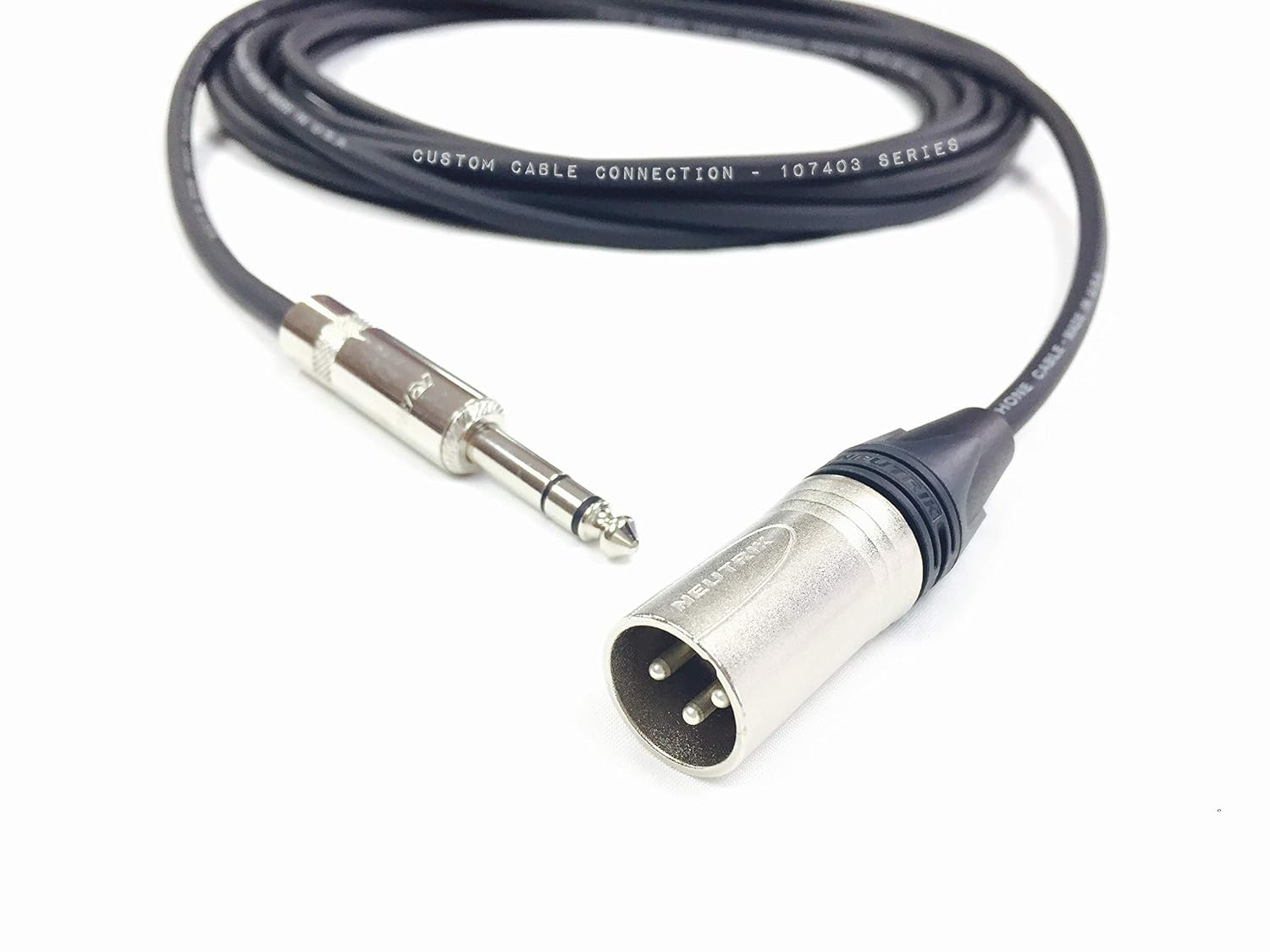 1 Foot  NC3MXX Male XLR to  Rean NYS228 1/4 Inch (6.35mm) TRS Balanced Pro Audio Cable