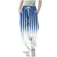 thumbnail image 2 of SGFCWSX Jogger Pants for Girls Elastic Waist Drawstring Fashion Print Stripe Tapered Leg Soft Sweatpants Blue Size 5-6 Years, 2 of 5