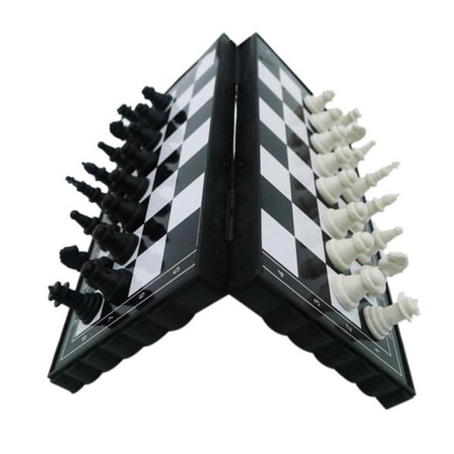 Hi,Fancy Mini Chess Set Folding Plastic Chessboard Lightweight Board Game Home Outdoor Portable Kid Toy