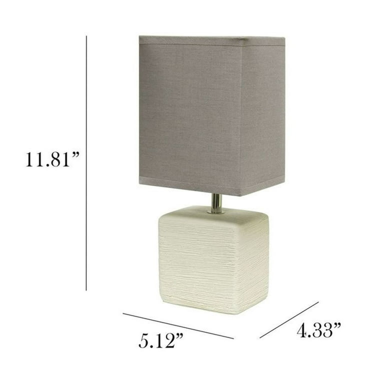Simple Designs Ceramic Faux Stone Table Lamp in Off White with Gray Shade 