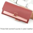 thumbnail image 5 of Solid color simple long three-fold women's purse checkered hand purse clip, 5 of 6
