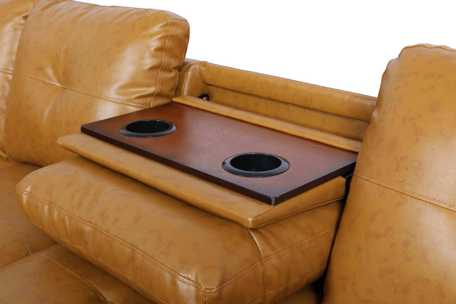 MAYEERTY Semi PU Synthetic Leather Ottoman with Storage for Modular Sectional Sofa, Ginger