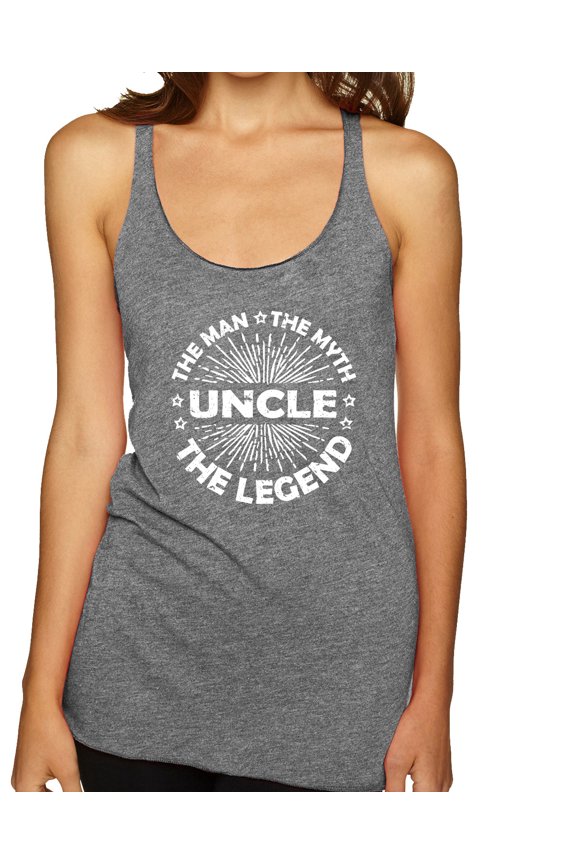 , Uncle Man Myth Legend Funny Dad Uncle Papa Granpa Dad Gift, Father's Day, Women Tri-Blend Racerback Tank Top, Premium Heather, Small