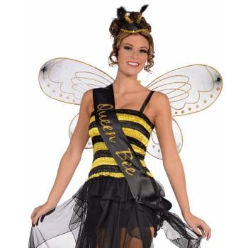 Queen honey bumble bee bug sash womens adult halloween costume accessory One
