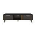 thumbnail image 4 of 63" Tv Stand With Two Pull-down Cabinets And Contemporary Design - Black Oak Wide For Home Entertainment,, 4 of 5