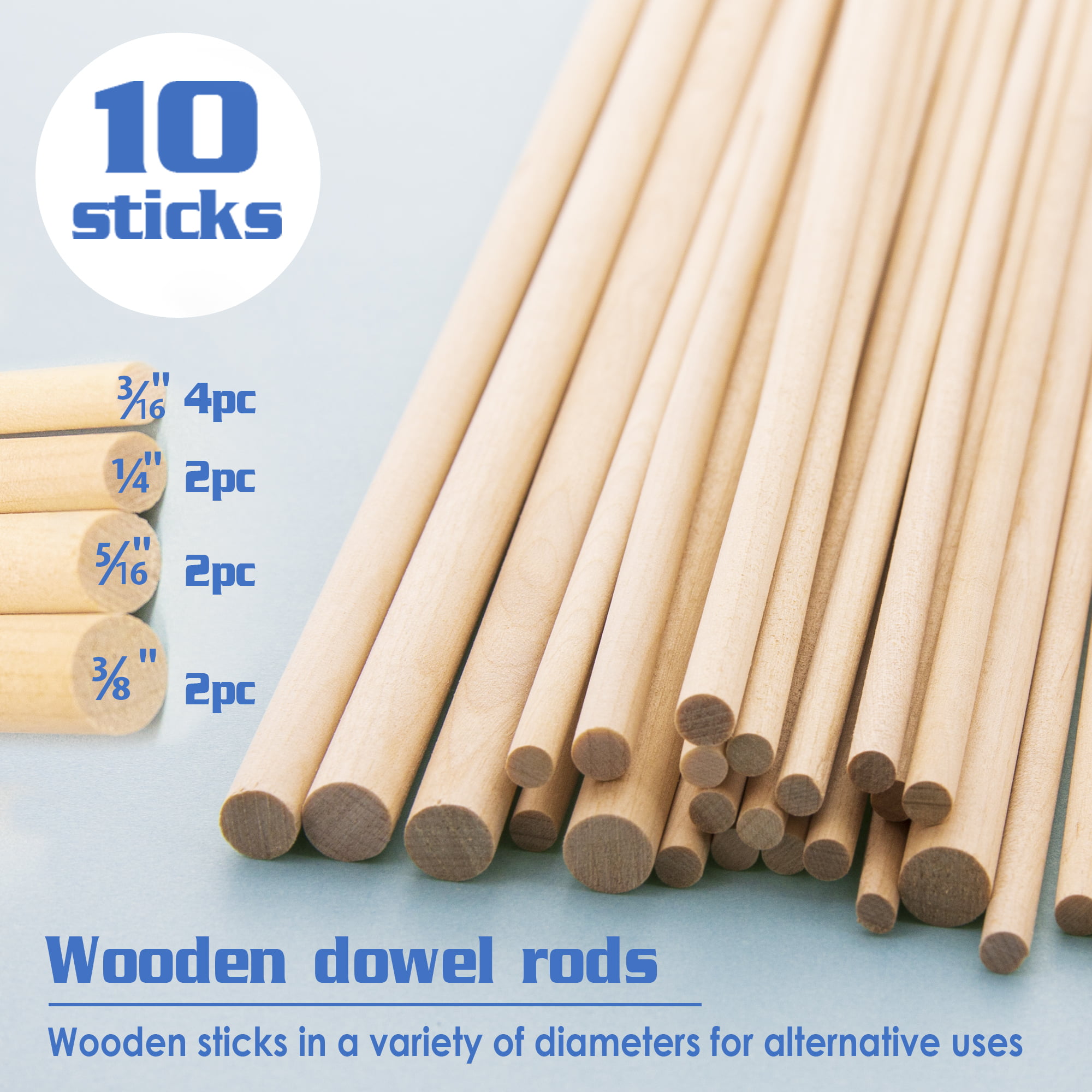 Cindoco - Handi Craft Wood Dowel Pack - 3/16 x 12 - Round - 20 Piece