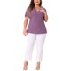 thumbnail image 2 of Blusa elegante de manga corta de encaje con cuello en V para mujer de tallas grandes Agnes Orinda, tunic ribeteada, primavera verano, 1X, púrpura, 2 of 5