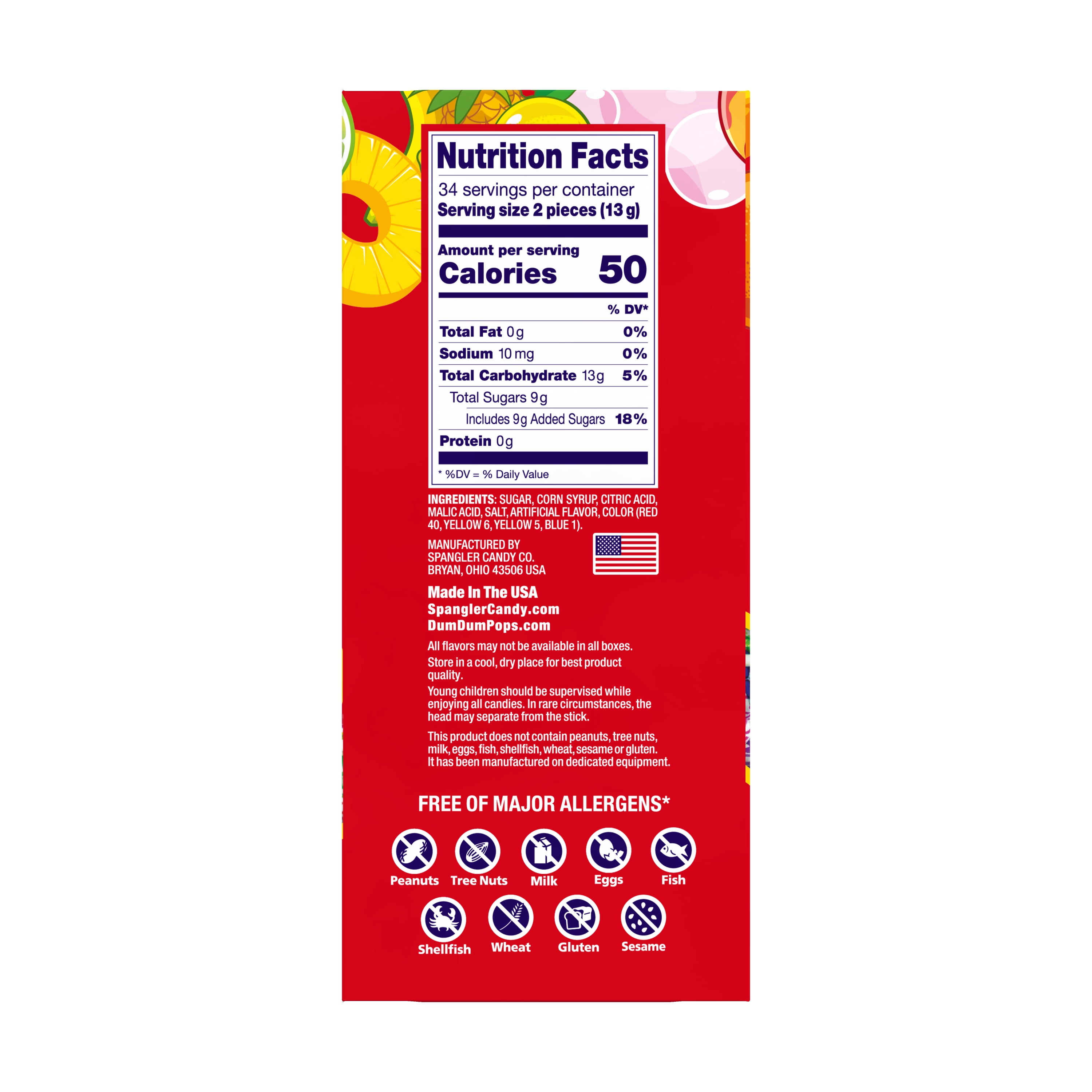 Dum Dums Original Mix Lollipop Suckers, Assorted Flavors Hard Candy, Party Candy, 16oz Candy Box