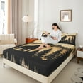 thumbnail image 4 of Manfei Cartoon Wolf Print Queen Sheet Sets for Teen, Rustic Farmhouse Flat Sheet, Jungle Wildlife Queen Fitted Sheet, Ultra Soft Home Decor, 4pcs, 4 of 7