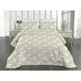 thumbnail image 2 of Ambesonne Vintage Quilted Coverlet 2 Pcs, Art Nostalgia Roses Leaves, Twin Size, Pale Peach Laurel Green, 2 of 4