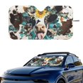 thumbnail image 2 of Xixirimido Car Windshield Sun Shade Foldable Sunshade Front Window Cover Sun Visor for Trucks SUVs Sedan Universal Car Interior Accessories, Cow Sunflower Cowhide, 2 of 8