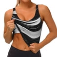 thumbnail image 3 of Hirioo Abstract Black White Swirls for Women's Sports Vest with Full-Print Design, Stretchy Fabric and Removable Pads-, 3 of 8