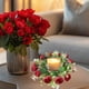 thumbnail image 5 of Candelabro De Rosas De Té Pequeñas Simuladas, Corona De Flores, Decoración Navideña, Plástico Multicolor Con Hojas Verdes Y Flores Blancas Para Escritorio, Pared O Decoración De Velas, Rojo, Rkxzt, 5 of 9