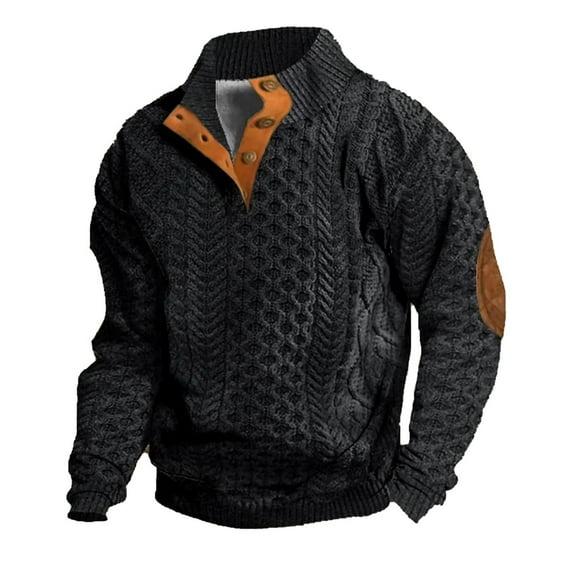 Nfhtoj Mens Casual Sweatshirt Long Sleeve Stand Collar 1/4 Button Up Pullover Fall Polo Sweaters Western Sweatshirts for Men Vintage Aztez Tops