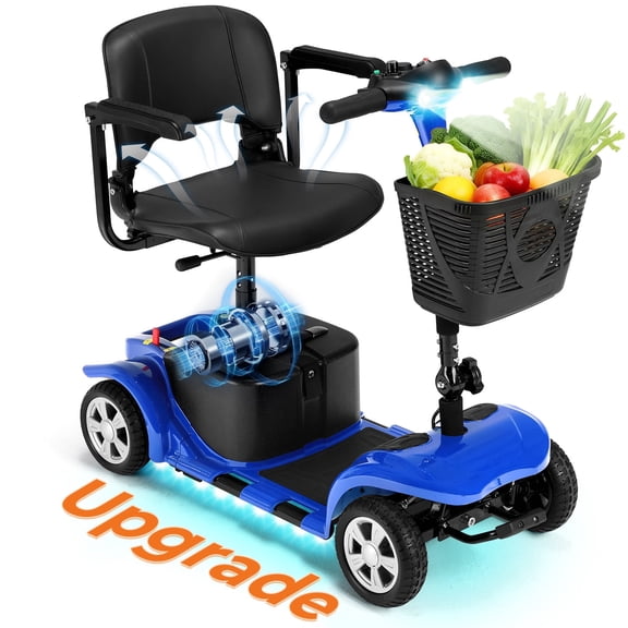 Arshin 4 Wheels Mobility Scooter with USB Port for Seniors,Electric Folding Wheelchair Device for Travel,Blue