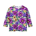thumbnail image 3 of Spazoro Toddler Girls 3/4 Sleeve Shirts, Casual Spring and Fall Round Neck Floral Print Fashionable Tops for Girls Multicolor Size 3-4T, 3 of 4