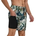 thumbnail image 2 of Kdxio Hawaiian Style Print Men's Swim Trunks with Compression Liner 7 Inch Inseam Quick Dry Swim Shorts, 2 of 7