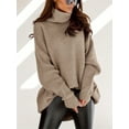 thumbnail image 5 of Autumn Winter Women's Casual Loose Knit Top Turtleneck Oversized Bat Sleeves Thick Pullover, 5 of 5