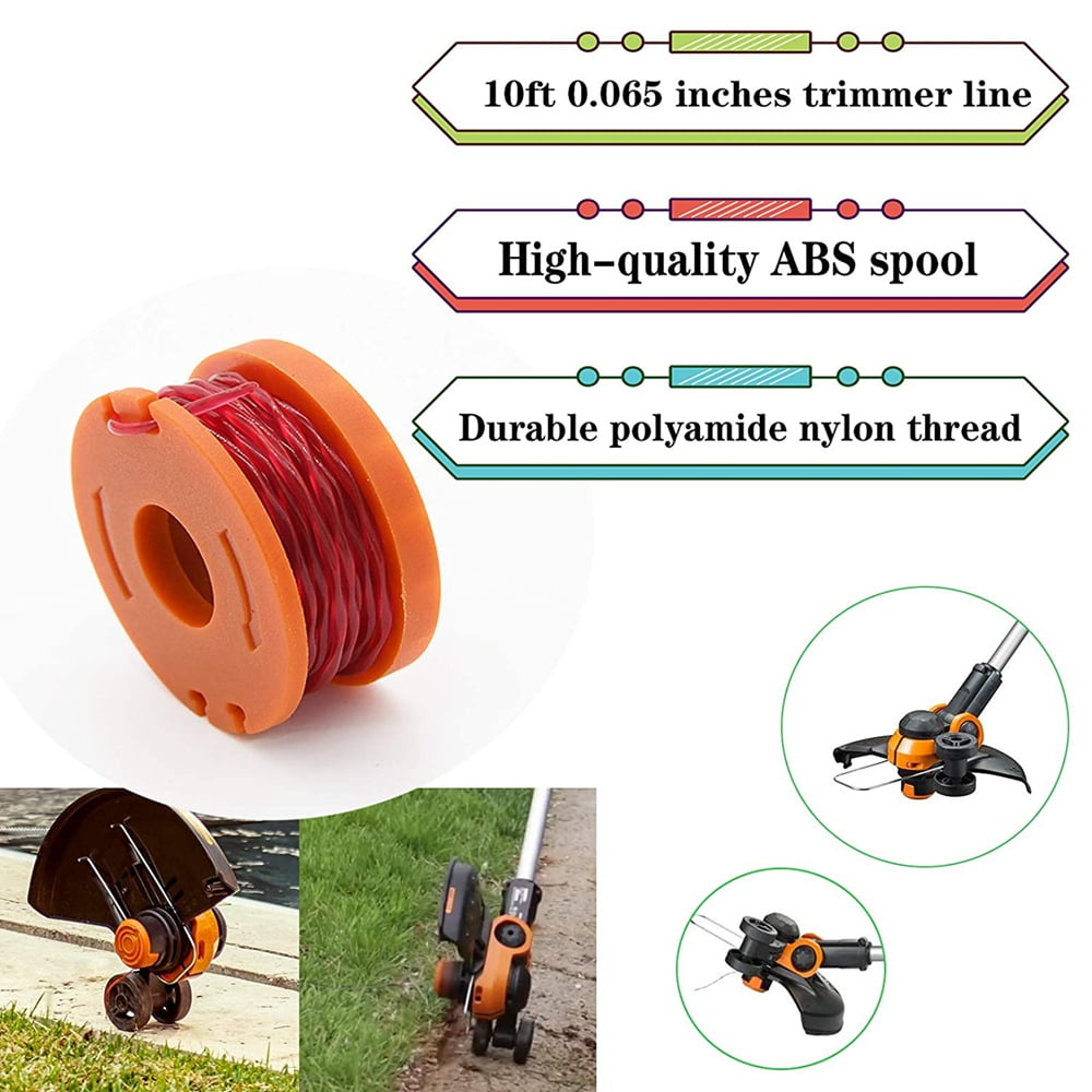 16 Pack Replacement Trimmer Line for Worx WA0010 WG180 WG163 WG175 Spools,10 Ft/0.065 Inch Trimmer String Refills Parts