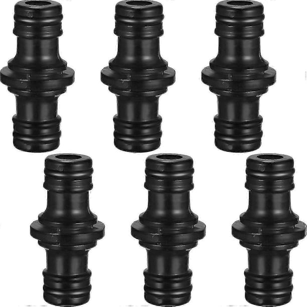 6 Pack Double Male Hose Connectors Extender For Join Garden Hose Pipe Tube (black)