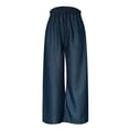 thumbnail image 4 of HOWPAY Womens Jeans Wide Leg High Waist Drawstring Palazzo Flowy Trousers with Pockets Lightweight Summer Loose Casual Denim Pants Navy S, 4 of 4