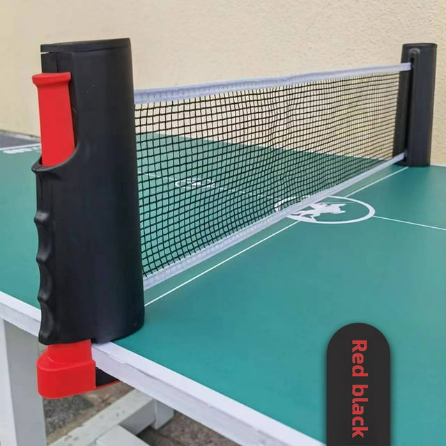 Ensemble de Filet de Tennis de Table Ajustable de Qualité Export : Cadre Rétractable Portable Rouge et Noir pour Intérieur/extérieur avec Construction en Polyester PE et ABS pour Usage Sportif Polyvalent (Tennis, Badminton) – Léger