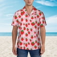 thumbnail image 2 of Fotbe Hand Drawn Strawberry Camisa Hawaiana para Hombre Unisex – Camisa Casual de Verano con Botones de Manga Corta de Algodón y Lino,Large, 2 of 7