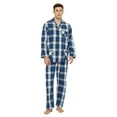 thumbnail image 5 of GLOBAL Men's Long Sleeve Plain Weave Pajama Set Cotton Sleepwear Comfy Loungewear Fresh Blue Plaid XL, 5 of 7